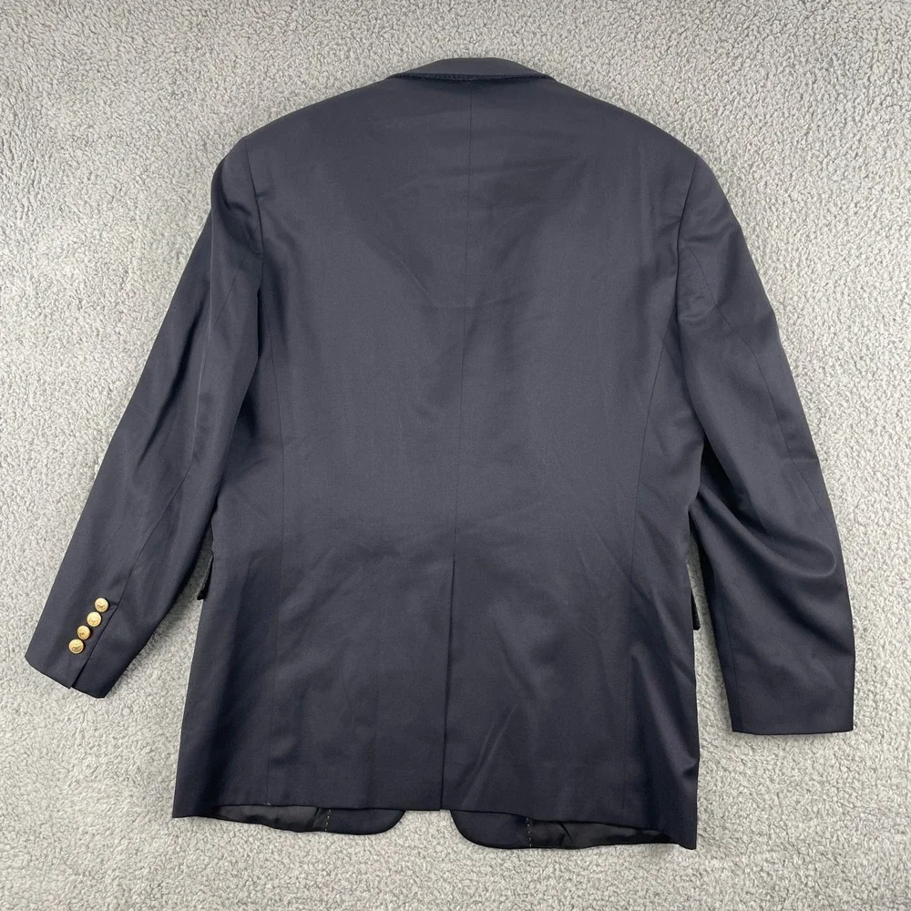 Hart Schaffner Marx Gold Blazer Mens 42R Navy Blue Sport Coat Vintage Jacket USA